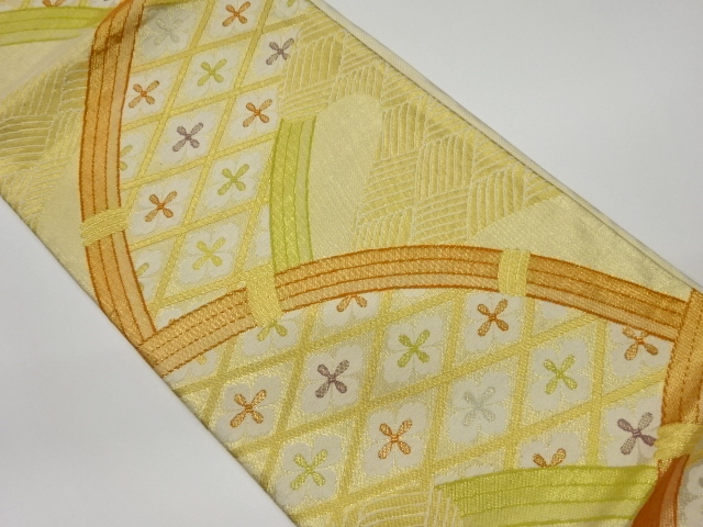 リサイクル　佐賀錦蛇籠に花菱模様織出し袋帯